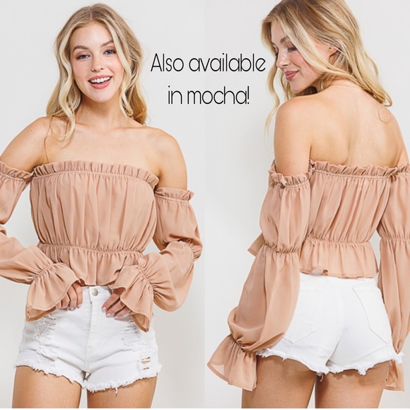 Yellow Long Sleeve Off The Shoulder Wooldobby Top - Picture 4 of 4